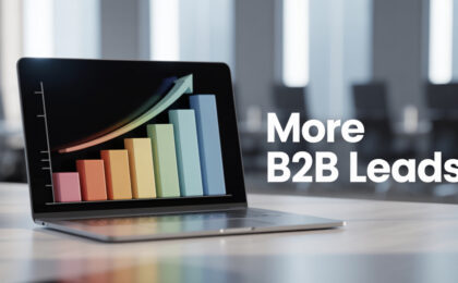 Illustration of lead generation funnel attracting B2B customers